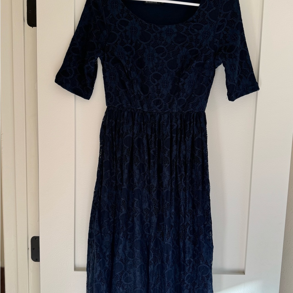 Mikarose Navy Blue Lace Long Sleeve Dress